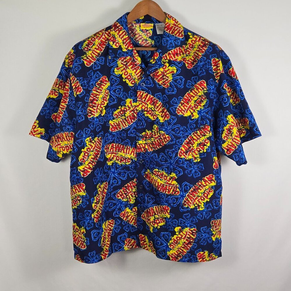 Hawaiian Tropic Mens Extra Large Short Sleeve Shirt Logo Print Casual Beachwear